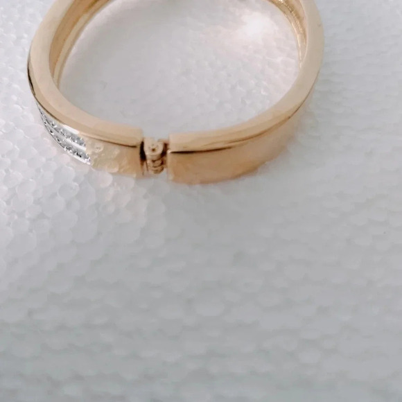 Swarovski Hinged Bangle Bracelet Gold Plated Channel Set White Crystals - Picture 5 of 12